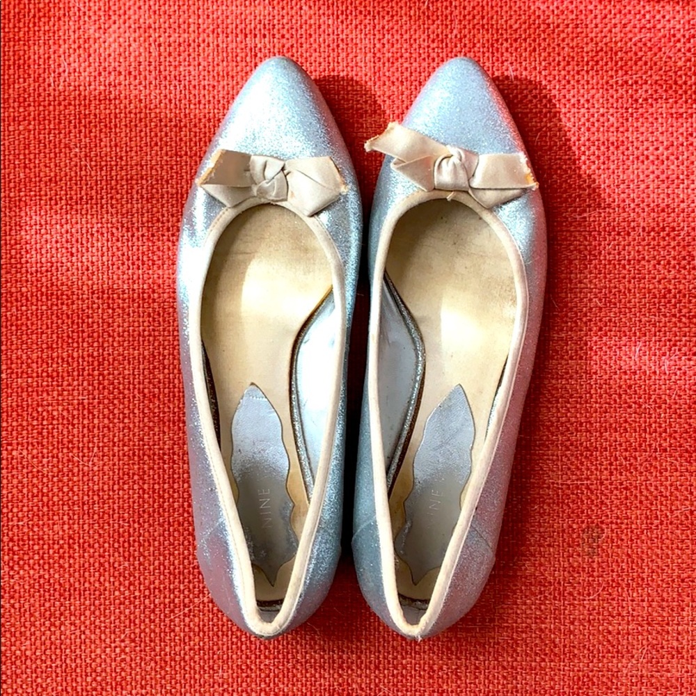 silver glitter ballet flats